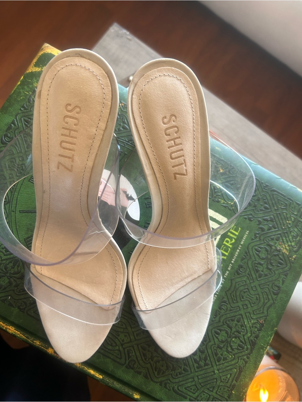 SCHUTZ Clear Strap Nude Slide Heels NWOT - Sz 6 - Picture 3 of 6